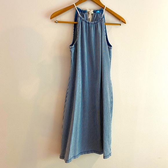 Navy and white vertical stripe J. McLaughlin dress - Picture 1 of 5